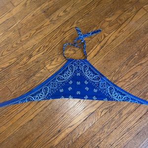 Blue bandana halter neck crop top!